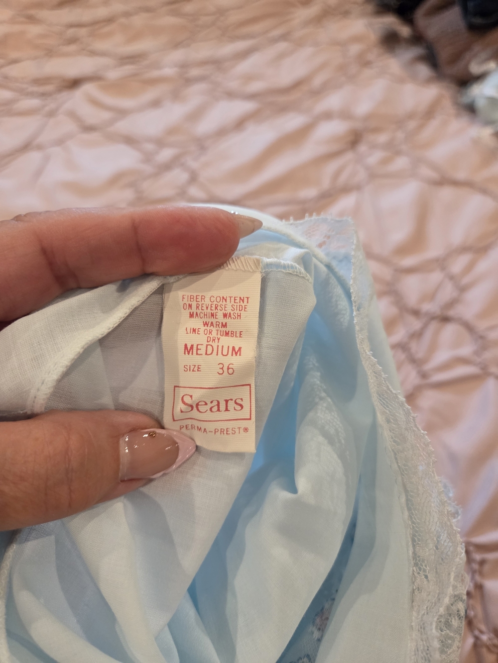 Vintage Sears Pale Blue Embroidered Nightgown - Picture 6 of 8